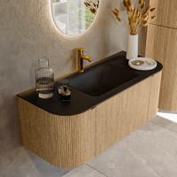 Badmeubel Mondiaz Kurve | 110 cm | Meubelkleur Oak | Wastafelkleur Urban | Midden spoelbak | 1 kraangat