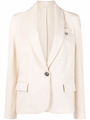 Brunello Cucinelli blazer à simple boutonnage - Tons neutres