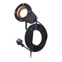 Sydney LED prikspot - GU10 4 Watt 345 lumen - Dimbaar - Kantelbaar - 2700K warm wit - IP65 Waterdicht - 1.5m kabel met EU-stekker - Zwart