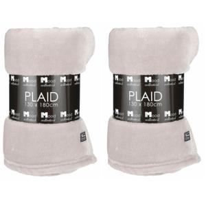 Fleece deken - 2x - lichtgrijs - 130 x 180 cm - polyester - fleeceplaid