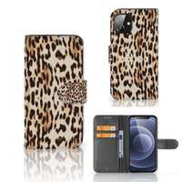 Apple iPhone 12 Mini Telefoonhoesje met Pasjes Leopard - thumbnail