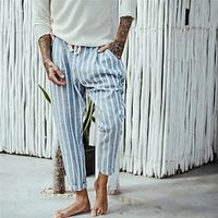 Voor heren Broek Zomerbroek Strandbroeken Zak Trekkoord Elastische taille Streep Comfort Ademend Casual Dagelijks Feestdagen Modieus Klassieke Stijl Marineblauw blauw Lightinthebox