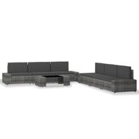 7-delige Loungeset poly rattan grijs