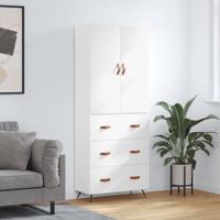 Hoge kast 69,5x34x180 cm bewerkt hout wit