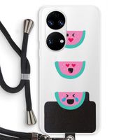 Smiley watermeloen: Huawei P50 Transparant Hoesje met koord