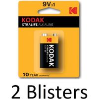 2 Stuks (2 Blisters a 1 st) Kodak XTRALIFE alkaline 9V - thumbnail