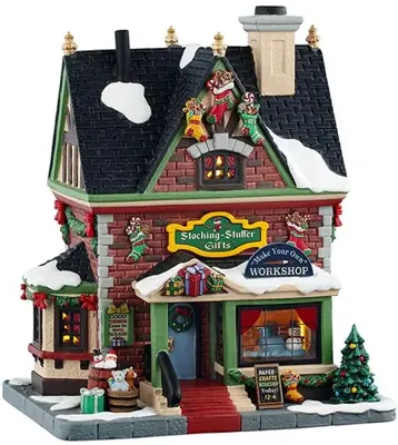 Lemax stocking stuffer gifts verlicht kersthuisje Caddington Village 2025