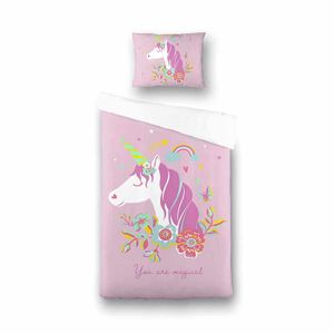 Fresh & Co  Kids Pink Unicorn Dekbedovertrek 140 x 200 cm - Kinderovertrek Dekbedovertrek