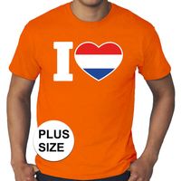 Oranje I love Holland grote maten shirt heren - thumbnail