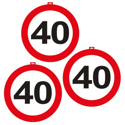 3x stuks 40 Jaar verkeersbord deurborden 47 cm van karton