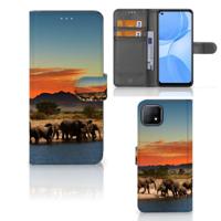 OPPO A73 5G | Telefoonhoesje | Met pasjeshouder | Olifanten
