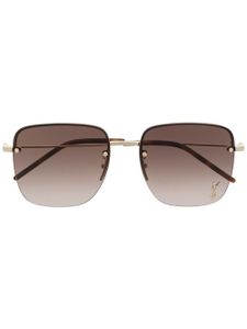 Saint Laurent lunettes de soleil à plaque logo - Marron