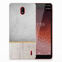 Nokia 1 Plus Bumper Hoesje Wood Concrete