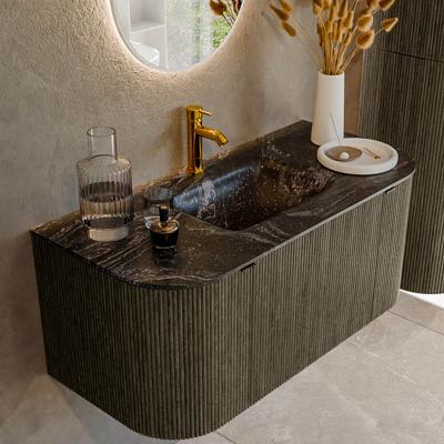 Badmeubel Mondiaz Kurve-Dlux | 100 cm cm | Meubelkleur Shadow | Wastafelkleur Lava | Solid surface | Wasbak midden spoelbak | 1 kraangat