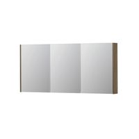 INK SPK2 Spiegelkast - 160x14x74cm - 3 deuren - dubbelzijdige Spiegel - schakelaar en stopcontact - MFC Zuiver eiken 1105520