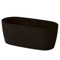 Form Plastic Plantenbak/bloembak Waves - kunststof - zwart - L27 x B12 x H11 cm - ovaal