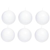 Trend Candles Bolkaars glad - 6x - wit - 7 cm - 16 branduren - ronde kaarsen