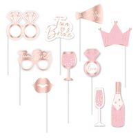 Vrijgezellenfeest foto prop set - 10-delig - rose goud/roze - photo booth accessoires   - - thumbnail