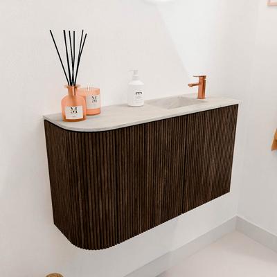 Toiletmeubel Mondiaz Joya Dlux | 71.6 cm | Meubelkleur Walnut | Faye wastafel Ostra Wasbak Rechts | 1 kraangat