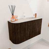 Toiletmeubel Mondiaz Joya Dlux | 71.6 cm | Meubelkleur Walnut | Faye wastafel Ostra Wasbak Rechts | 1 kraangat