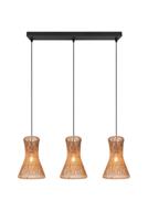 Trio 3-lichts hanglampBijou zwart met rotan - R31833026