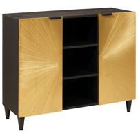 Bijzetkast Zwart en Goud 90 x 33.5 x 75 cm massief mangohout