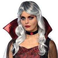 Verkleedpruik voor dames - grijs - dark queen/Vampier/fantasy - Carnaval - lang haar - met
