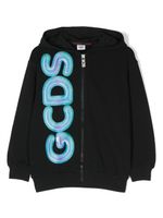 Gcds Kids hoodie zippé à logo imprimé - Noir