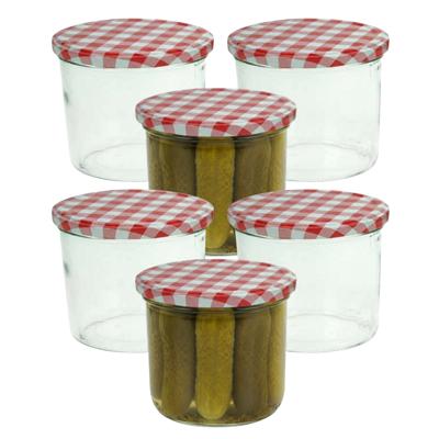 Weckpotten / inmaakpotten - rood - 12x stuks - 230 ml - met draaideksel - glas