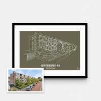 Persoonlijke illustratie met kleur A4 Liggend Met Lijst Olive