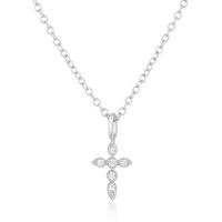 Elenza Zilveren Ketting met Kruishanger en Diamantjes - Tijdloze Elegantie