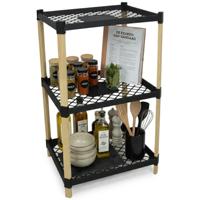 Opbergkast met 3 planken - hout / zwart - 45 x 79 cm - badkamer / keuken