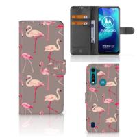 Motorola G8 Power Lite | Telefoonhoesje | Met pasjeshouder | Flamingo