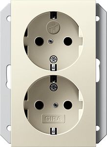 GIRA Wandcontactdoos 2V RA KB 1DS Creme 55 845335