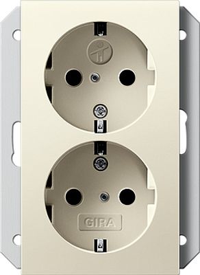 GIRA Wandcontactdoos 2V RA KB 1DS Creme 55 845335