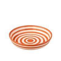 J-Line Bowl Granada Stripes Low Ceramic White|Orange Large