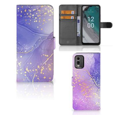 Hoesje voor Nokia C32 Watercolor Paars | Portemonnee hoesje