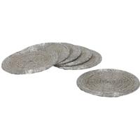 Gerimport Onderzetters - 6x stuks - kunststof - zilver - 10 cm - voor glazen