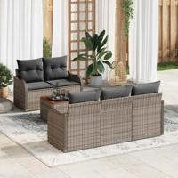 Tuinbankenset met kussen 6 pcs Grijs poly rattan