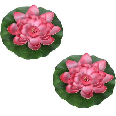Drijvende kunst waterlelie bloemen - 2x - rood - D18 cm - Vijver decoratie - Nep bloemen - Waterleli