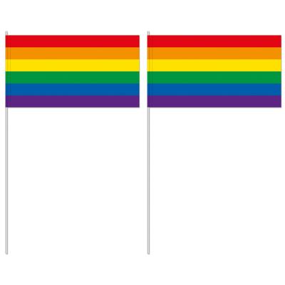 Zwaaivlaggetjes - handvlaggetjes regenboog - 12 x 30 cm - met stokje - Pride Zwaaivlaggetjes - handvlaggetjes regenboog - 12 x 30 cm - met stokje - Pride