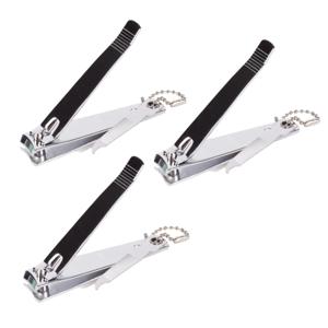 Benson Care Nagelknipper - 3x - met vijl - metaal - zilver - aan ketting - 8 cm - nagel verzorging