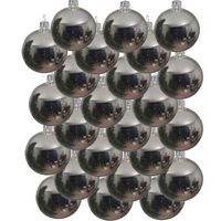 24x Glazen kerstballen glans zilver 8 cm kerstboom versiering/decoratie   -