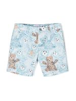 Roberto Cavalli Junior short en coton à imprimé graphique - Bleu