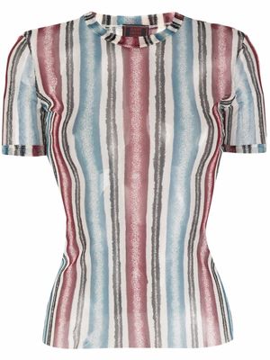 Jean Paul Gaultier Pre-Owned haut rayé à effet de transparence (années 1990) - Rouge