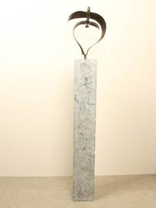 Bronzen beeld 2 vogels boven elkaar, 34 cm