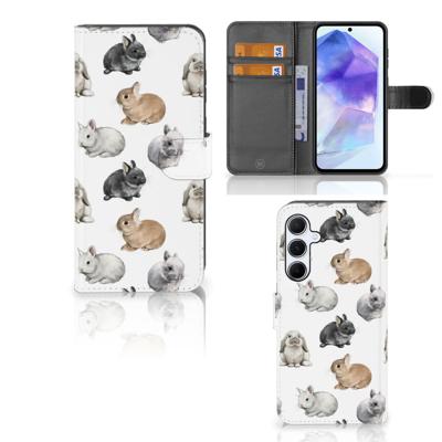 Telefoonhoesje | Met pasjeshouder | voor Samsung Galaxy A55 Konijntjes