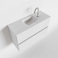Toiletmeubel Mondiaz Ada | 80 cm | Meubelkleur Talc | Lex wastafel Talc Midden | 1 kraangat