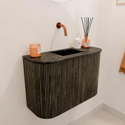Toiletmeubel Mondiaz Joya Dlux | 63.2 cm | Meubelkleur Shadow | Faye wastafel Lava Wasbak Midden | Zonder kraangat(en)
