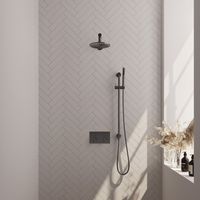 Brauer Gunmetal Edition thermostatische inbouw regendouche met staafhanddouche, rechte muurarm, glijstang en hoofddouche 20cm set 61 gunmetal geborsteld PVD